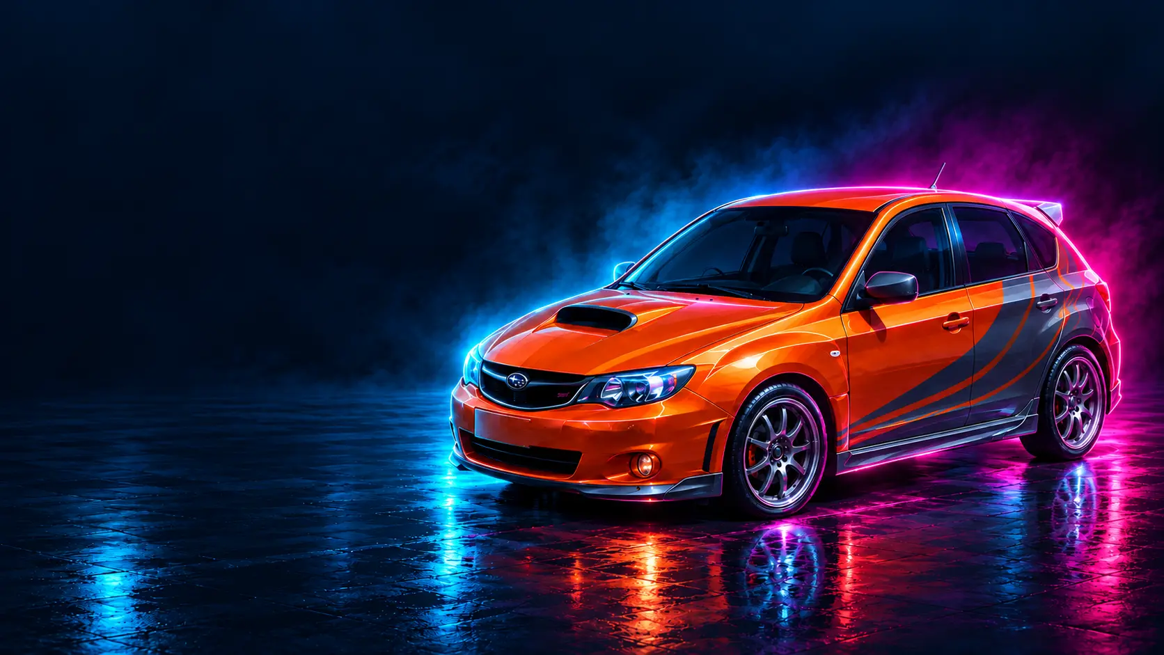 Subaru F8 в неоновом свете
